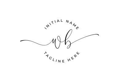 Handwritten Logo, Premade Logo, wb Initial Letters, Monogram