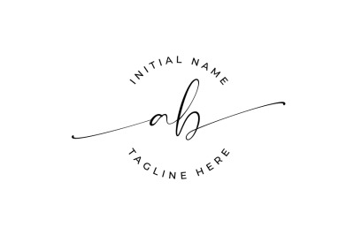 Handwritten Logo, Premade Logo, ab Initial Letters, Monogram