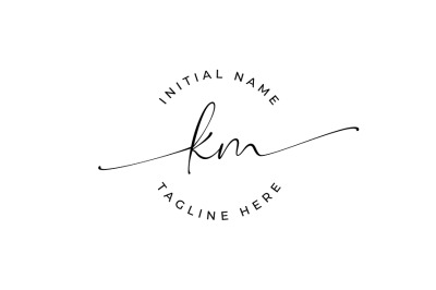 Handwritten Logo&2C; Premade Logo&2C; km Initial Letters&2C; Monogram