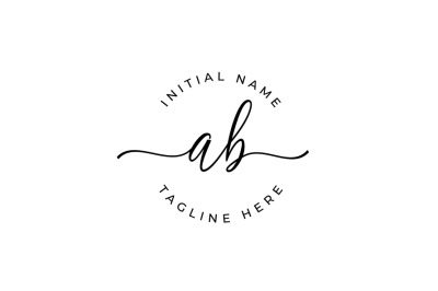 Handwritten Logo&2C; Premade Logo&2C; ab Initial Letters&2C; Monogram