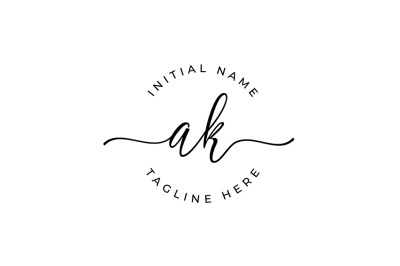 Handwritten Logo, Premade Logo, ak Initial Letters, Monogram