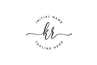 Handwritten Logo&2C; Premade Logo&2C; kr Initial Letters&2C; Monogram