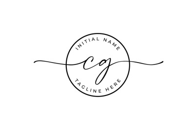 Handwritten Logo, Premade Logo, cg Initial Letters, Monogram