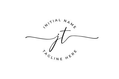 Handwritten Logo&2C; Premade Logo&2C; jt Initial Letters&2C; Monogram