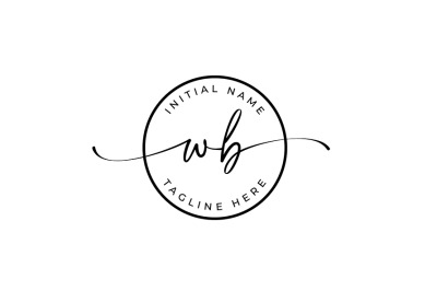 Handwritten Logo&2C; Premade Logo&2C; wb Initial Letters&2C; Monogram