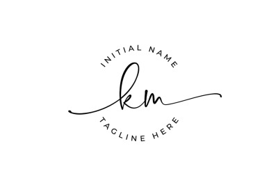 Handwritten Logo, Premade Logo, km Initial Letters, Monogram