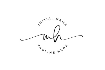 Handwritten Logo, Premade Logo, mh Initial Letters, Monogram