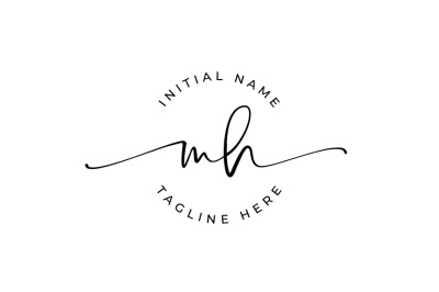 Handwritten Logo&2C; Premade Logo&2C; mh Initial Letters&2C; Monogram