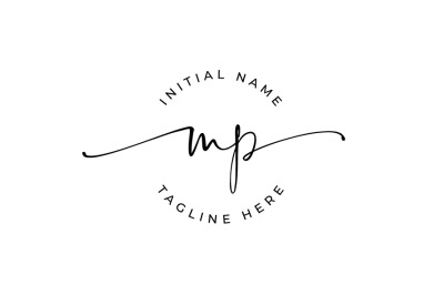 Handwritten Logo, Premade Logo, mp Initial Letters, Monogram