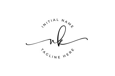 Handwritten Logo, Premade Logo, nk Initial Letters, Monogram