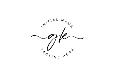 Handwritten Logo, Premade Logo, gk Initial Letters, Monogram