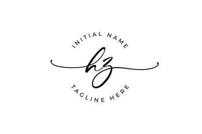Handwritten Logo, Premade Logo, hz Initial Letters, Monogram