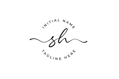 Handwritten Logo, Premade Logo, sh Initial Letters, Monogram