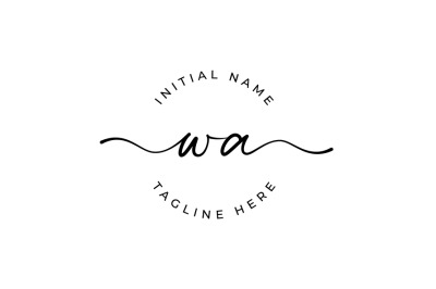 Handwritten Logo&2C; Premade Logo&2C; wa Initial Letters&2C; Monogram