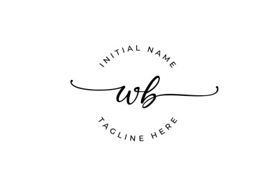 Handwritten Logo&2C; Premade Logo&2C; wb Initial Letters&2C; Monogram