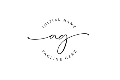 Handwritten Logo, Premade Logo, ag Initial Letters, Monogram