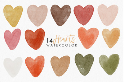 Watercolor hearts clipart, Love elements, Hearts clipart