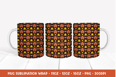 Fall Leaves Mug Wrap Sublimation. Autumn Mug Design PNG