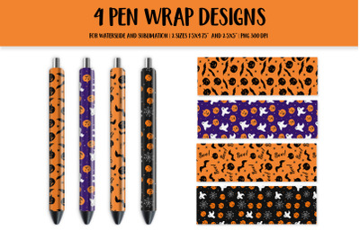 Halloween Pen Wrap Designs Bundle. Spooky Pen Wraps