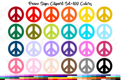 Peace Sign Clipart&2C; Peace and Love Sign Groovy Clip Art Set