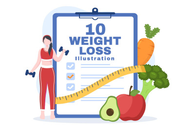 10 Weight Loss Flat Illustration