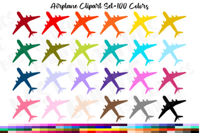 Airplane Clipart, Aeroplane Silhouette Clipart Graphics Set