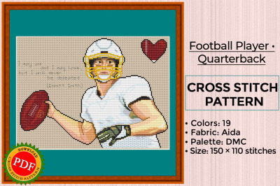 American Football Cross Stitch Pattern | Football Player