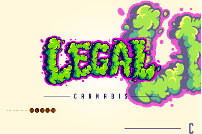 Legal cannabis smoke effect lettering words svg