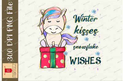 Winter Kisses Snowflake Wishes Unicorn