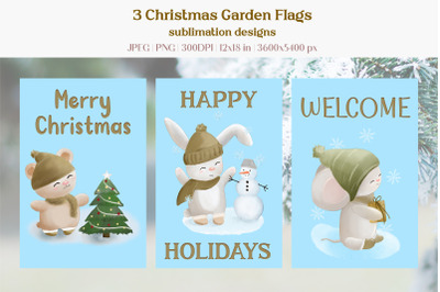 Christmas Garden Flag Sublimation Designs Bundle
