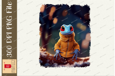 Lizard With Coat And Scarf Cozy Winter