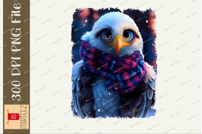 Eagle With Coat And Scarf Cozy Winter