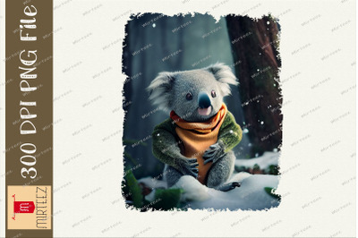 Koala With Coat And Scarf Cozy Winter