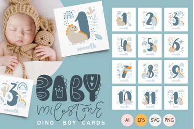 Baby Milestone Dino Boy Cards
