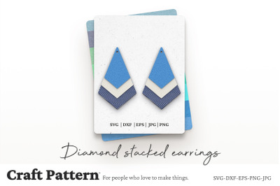 Diamond Stacked Earrings SVG, Earring SVG, Earring Template, Laser Cut