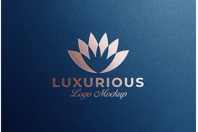 Debossed Rose Gold Foil Logo Mockup