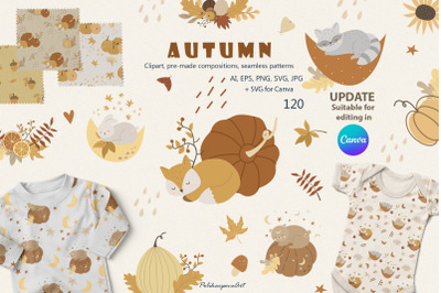 Autumn baby woodland animals illustrations &amp; patterns