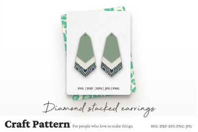 Diamond Stacked Earrings SVG, Earring SVG, Earring Template, Laser Cut