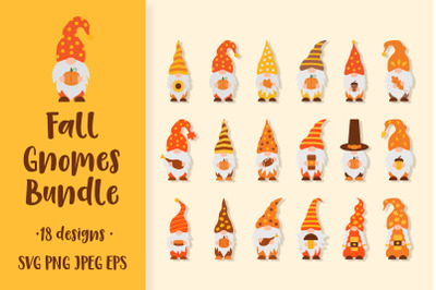 Fall gnomes SVG bundle. Thanksgiving gnomes clipart set.