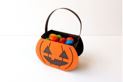 3D Paper Pumpkin Pail Basket | SVG | PNG | DXF | EPS