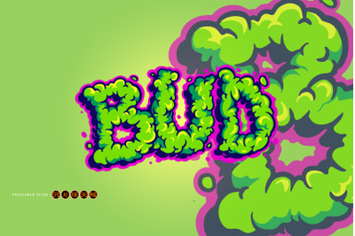 Weed bud smoke effect lettering words svg