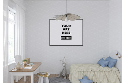 Interior scene artwork background frame mockup