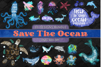 Save The Ocean T-shirt Design Bundle