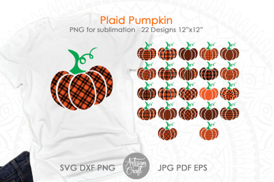 Plaid pumpkin PNG bundle, Buffalo plaid, fall pumpkins PNG
