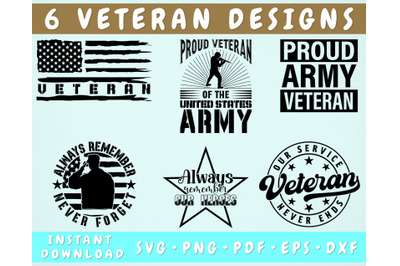 Veteran SVG Bundle, 6 Designs, Veteran&#039;s Day SVG, Veteran Shirt SVG