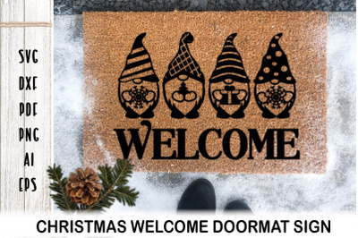 Christmas Gnome. Welcome Door mat. Christmas Door mat SVG.