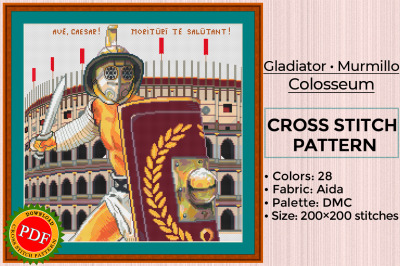 Gladiator Cross Stitch Pattern | Murmillo | Colosseum