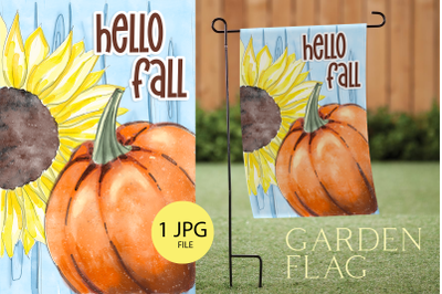 Hello Fall Pumpkin and Sunflower Garden Flag Sublimation