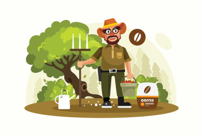 Coffee Farmers Vector Illustration