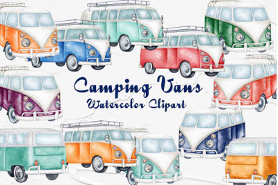 Camping Vans Watercolor Clipart